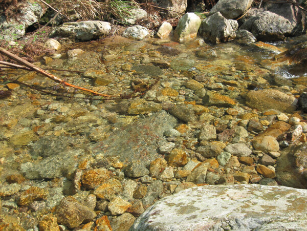 透明溪水石头