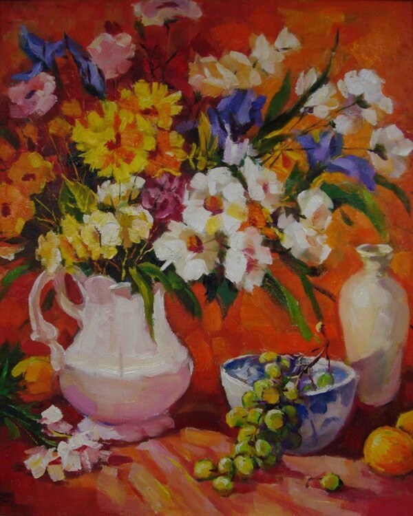 7519659花卉水果蔬菜器皿静物印象画派写实主义油画装饰画