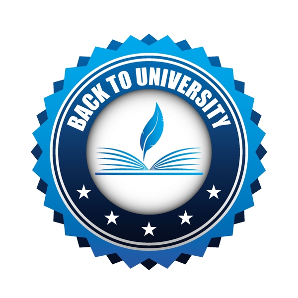 蓝色圆形锯齿花边大学logo