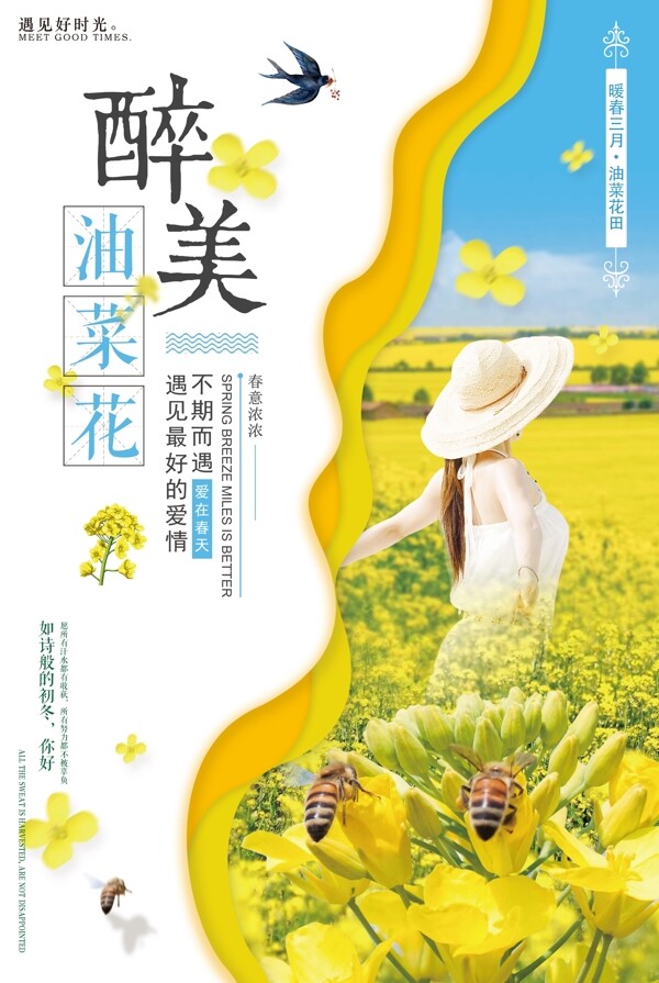 油菜花观赏旅游季春天海报