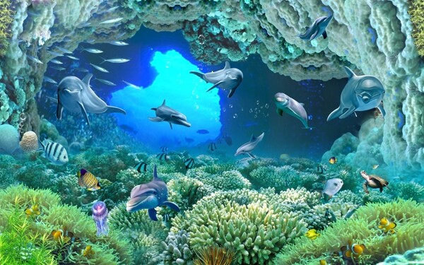 海底世界电视机背景墙