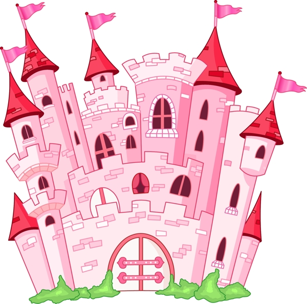 粉色童话城堡矢量素材图片