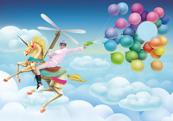 时尚气球女人天空广告