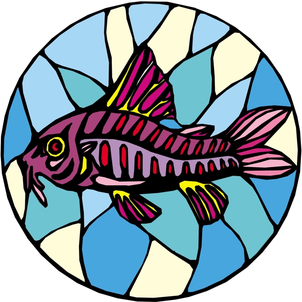 五彩小鱼水生动物矢量素材EPS格式0738