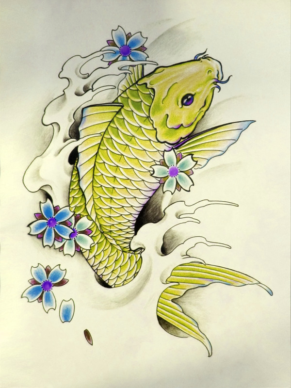 阿亮传统刺青画集跃池鲤黄色图片