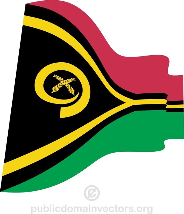 挥舞着瓦努阿图国旗