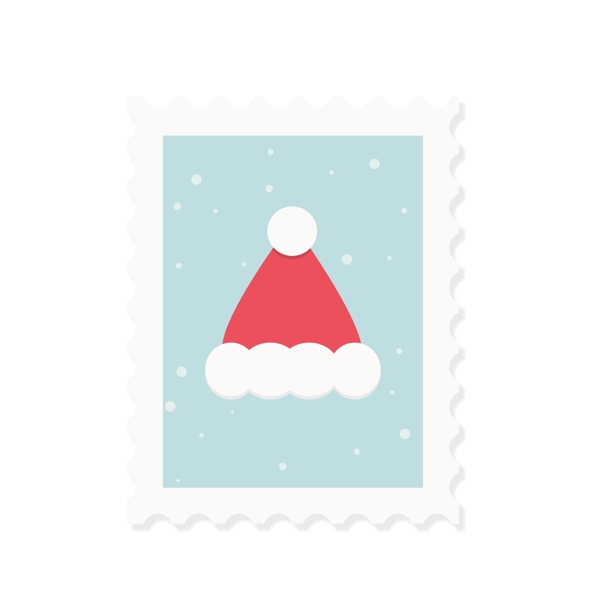 卡通圣诞邮票圣诞帽帽子可爱设计元素