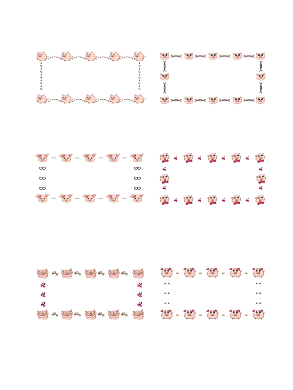 画框小猪卡通新年元素手绘