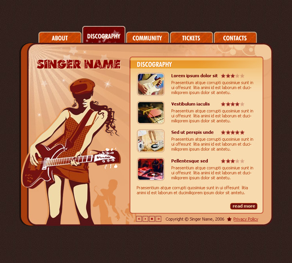 人气歌手网页动画模板
