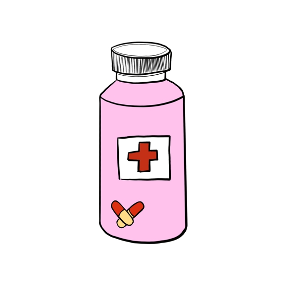 医疗设备药瓶胶囊红色十字可商用设计元素
