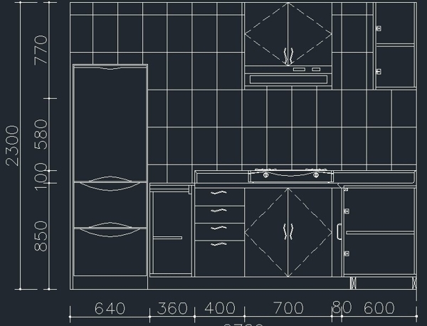 家装厨房CAD立面图纸图片