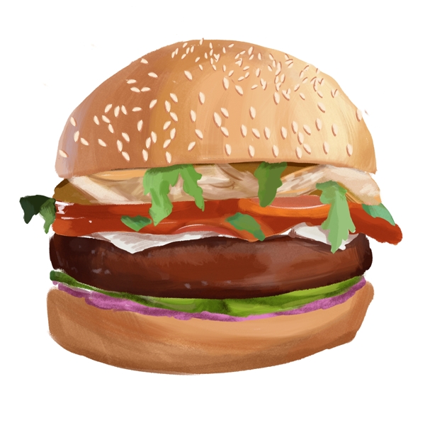 彩绘快餐美食汉堡设计