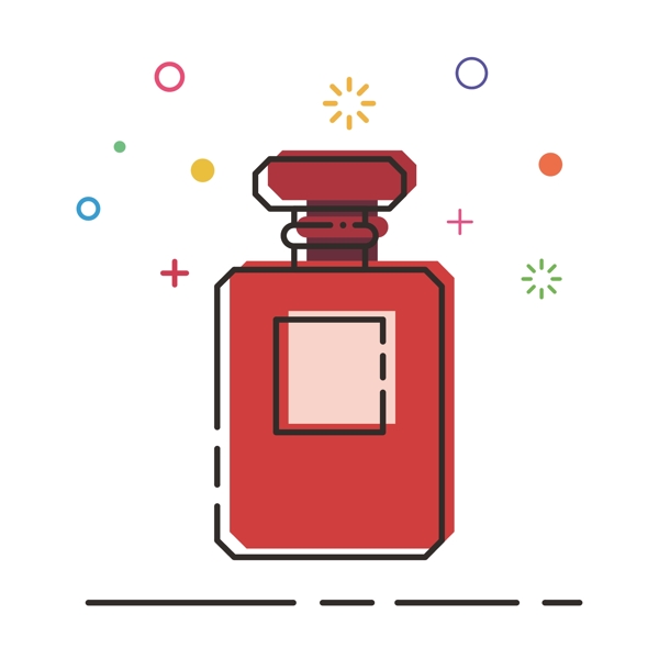 MBE插画风格红色扁平香水瓶装饰图案