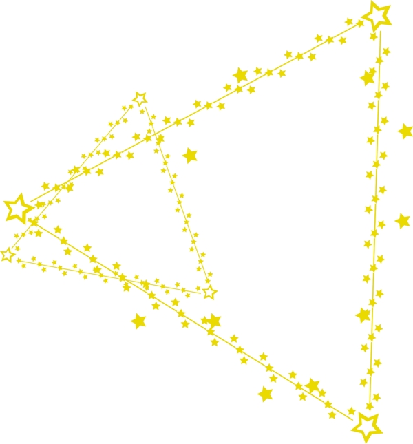 金色五星细线条组合三角边框矢量素材