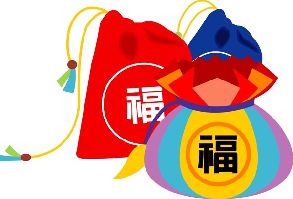 韩国传统新年符号福袋矢量图19