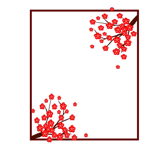 新年红色的小花边框