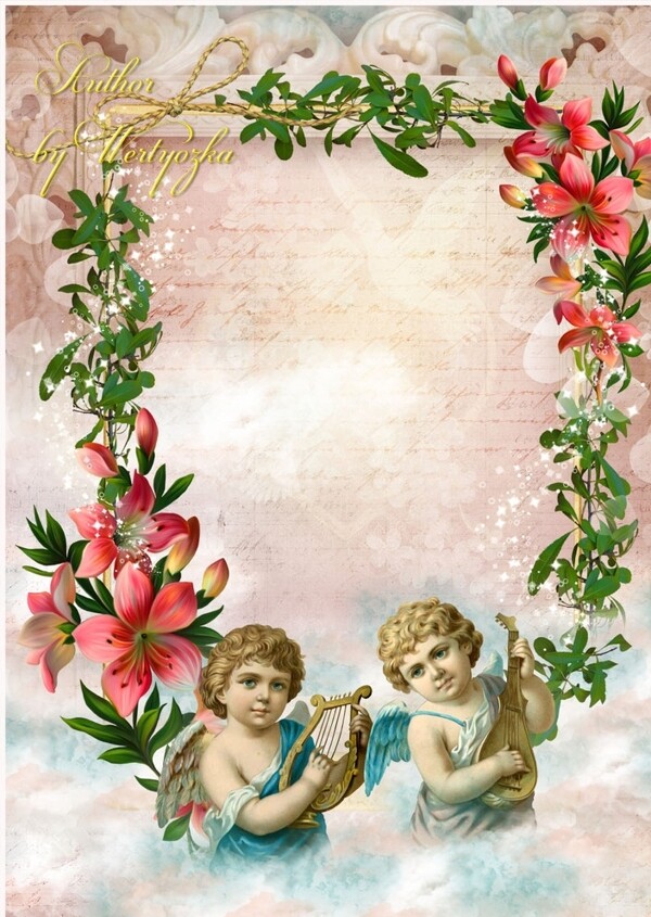 鲜花天使相框图片