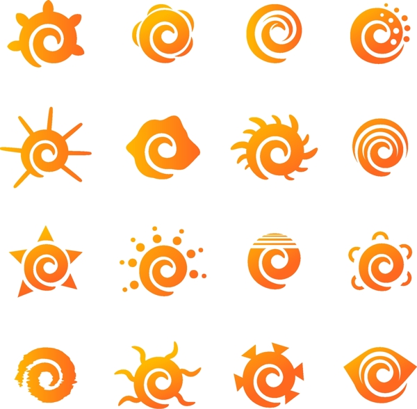 太阳标志模板设计元素矢量图案