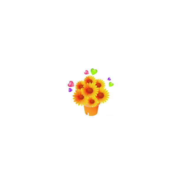 黄色小花朵盆栽心形