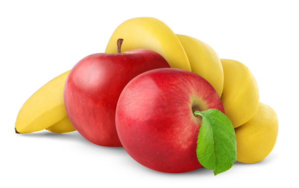 红彤彤的苹果跟黄橙橙的香蕉高清图