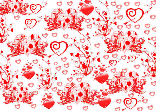 心型花纹红色图片