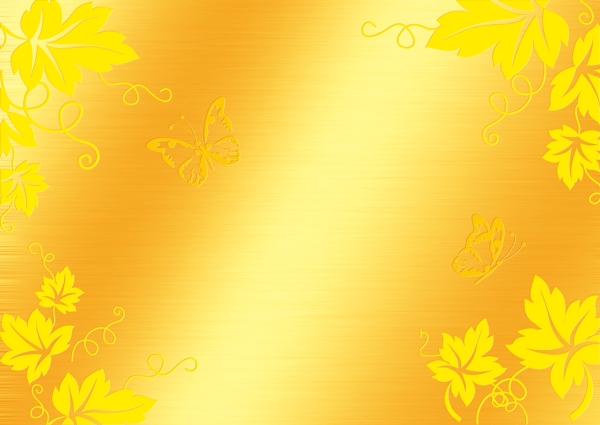 金色枫叶蝴蝶拉丝背景墙