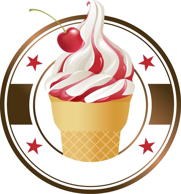 卡通樱桃冰淇淋图标元素