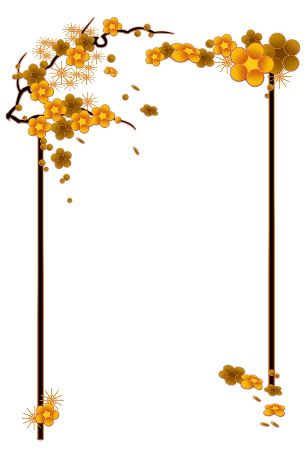 梅花金色节日手绘边框
