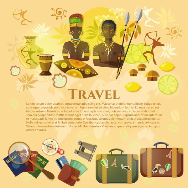 非洲旅游文化背景矢量素材下载