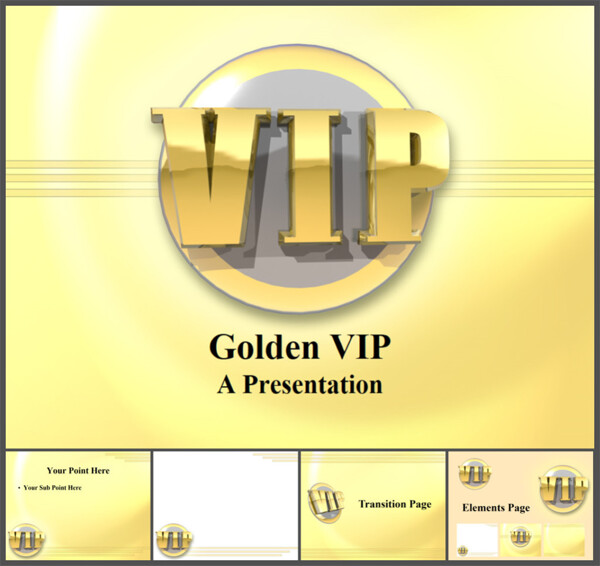 动态立体金色VIP字体标示牌PPT模板