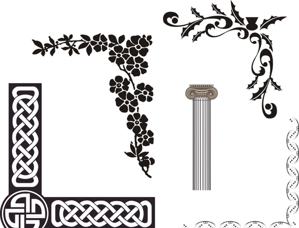 古典边框黑色花纹罗马柱