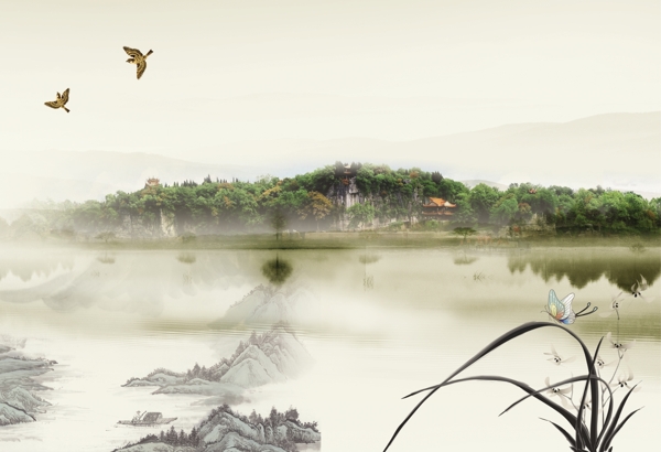 中国古风语文封面风景图片素材