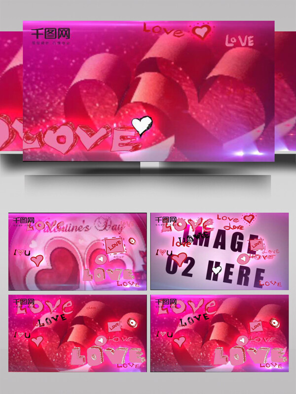 粉红玫瑰花情人节照片切换ae模板