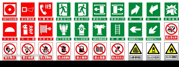 消防安全标志矢量图图片