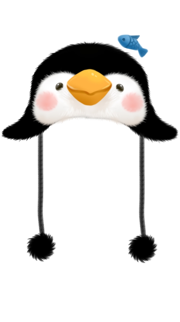 企鹅帽子冬季可爱帽子毛球插画