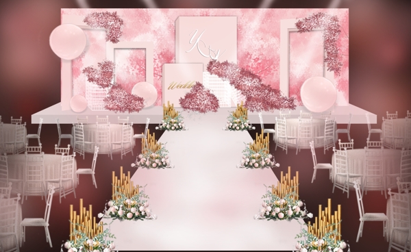 粉色梦幻主题婚礼效果图