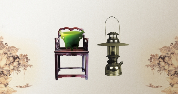 中国风椅子玉和马灯