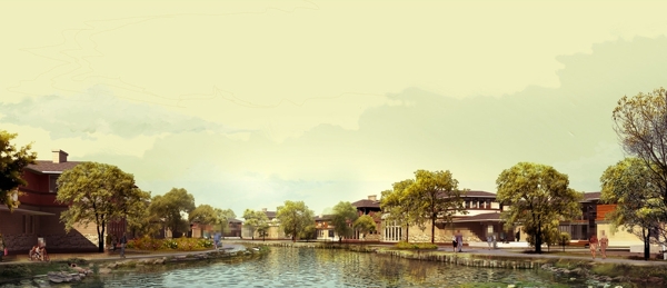 湖边别墅景观设计图片