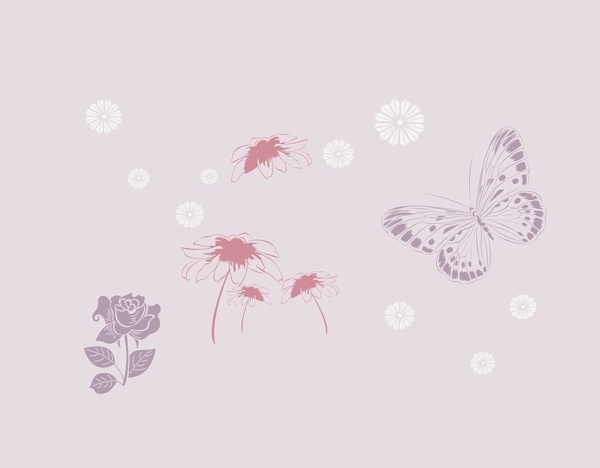 花朵与飞舞的蝴蝶
