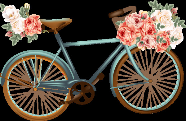 鲜花装饰单车自行车免抠png透明图层素材