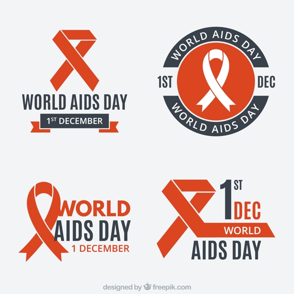带世界爱滋病日彩带的徽章