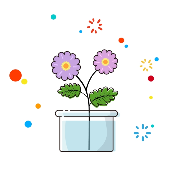 MBE紫色卡通手绘花卉植物花朵矢量