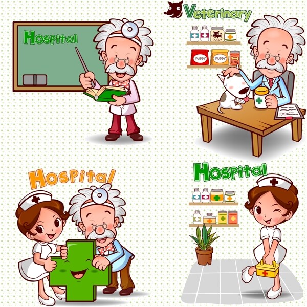 卡通医生护士图片