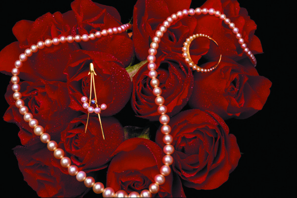 珠宝首饰玫瑰花珍珠项链图片