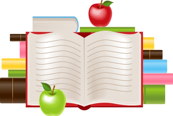 简约书籍与苹果矢量图