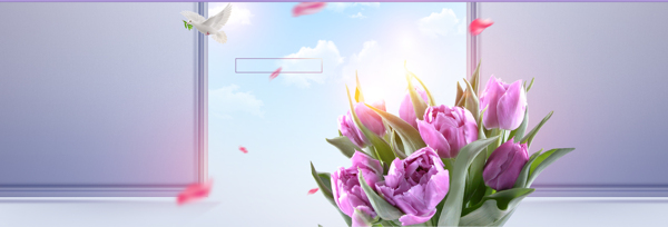 清新紫色花朵banner背景素材