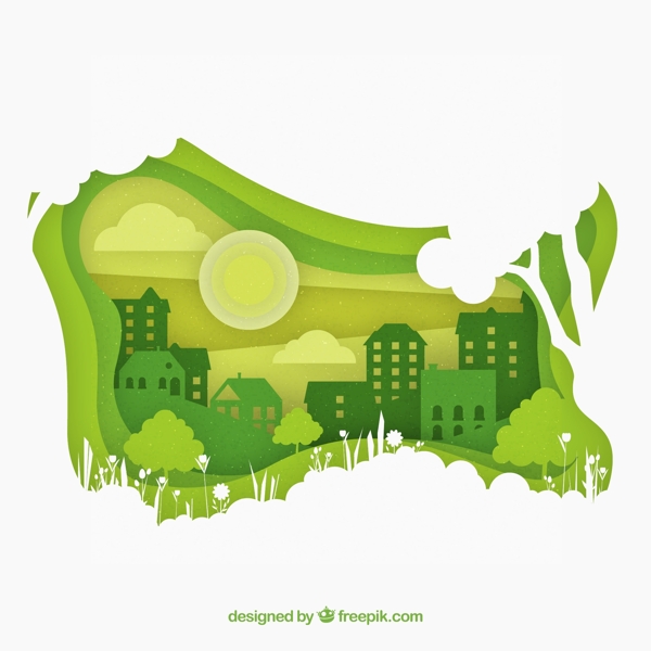 绿色森林城市剪贴画图片