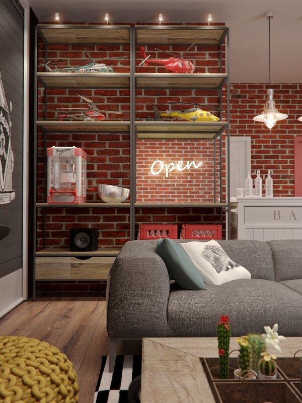 欧式青春可爱客厅红色背景墙室内装修效果图