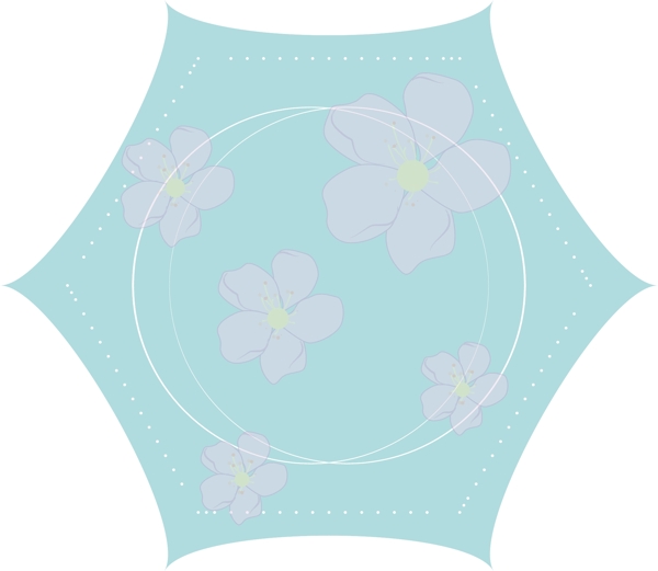 蓝色六角形粉色花朵可爱边框矢量免抠