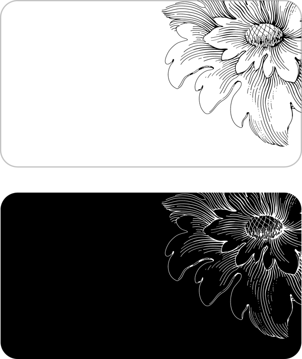 矢量黑白花朵剪影背景